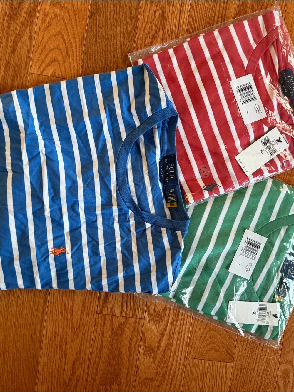 Polo by Ralph Lauren Blue & White Striped Short Sleeve Tee